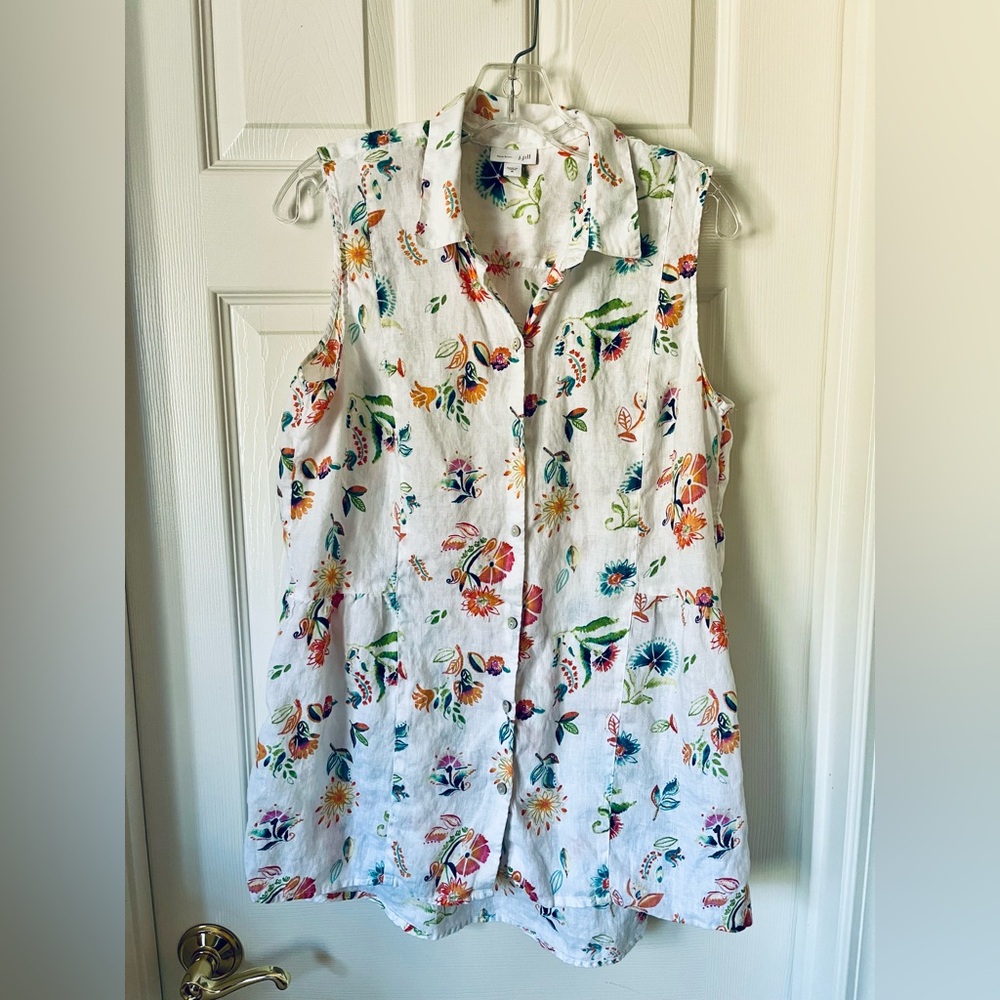 J. Jill Multicolor Floral Linen Top